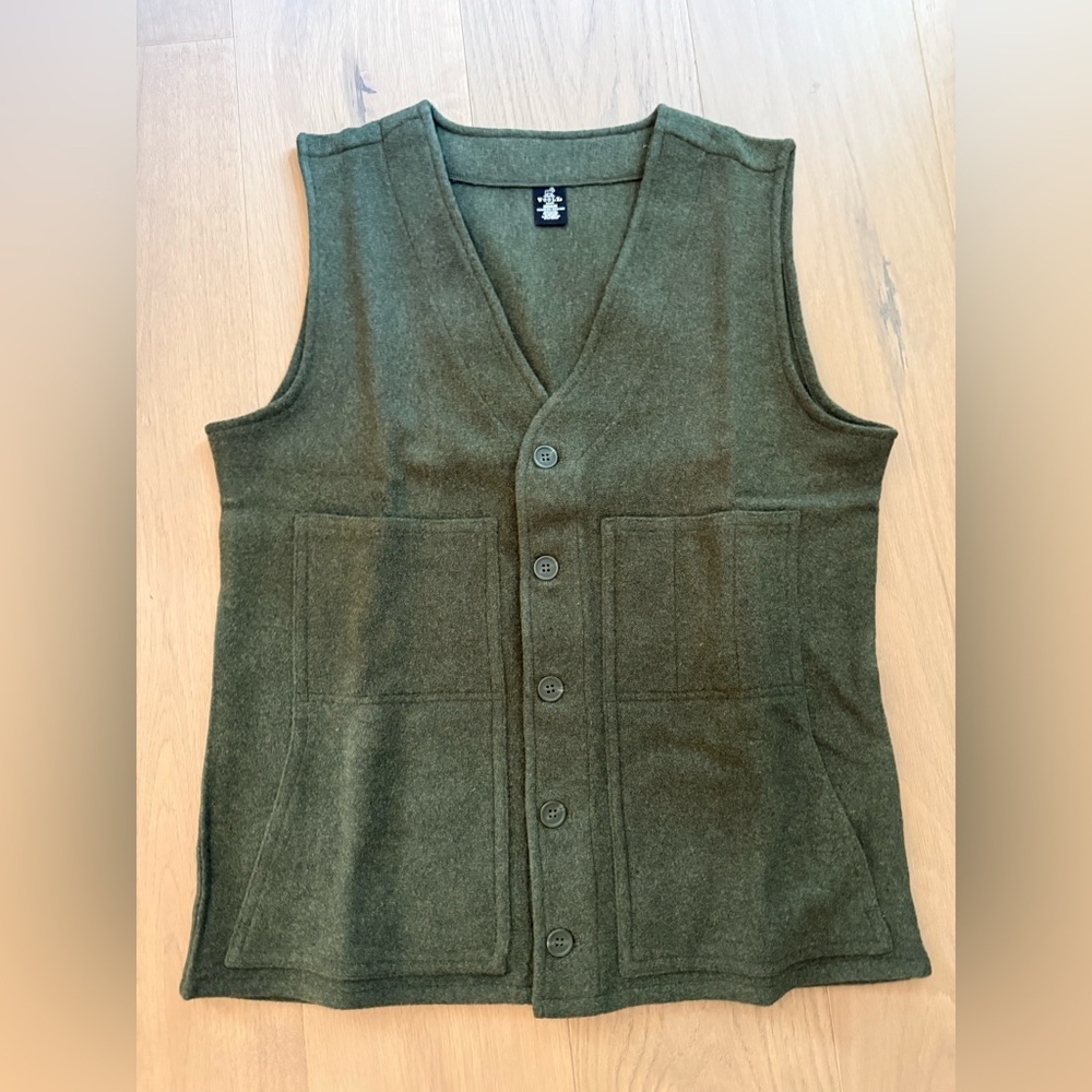 Woolx Bakers Wool Vest Dark Forest Green Button up Size Medium- NEW